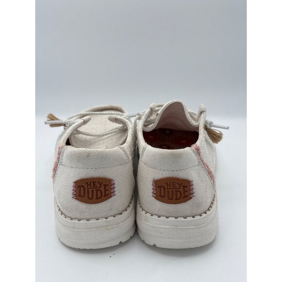 Women’s Hey Dude Size 8 White Canvas Loafers - Picture 4 of 7